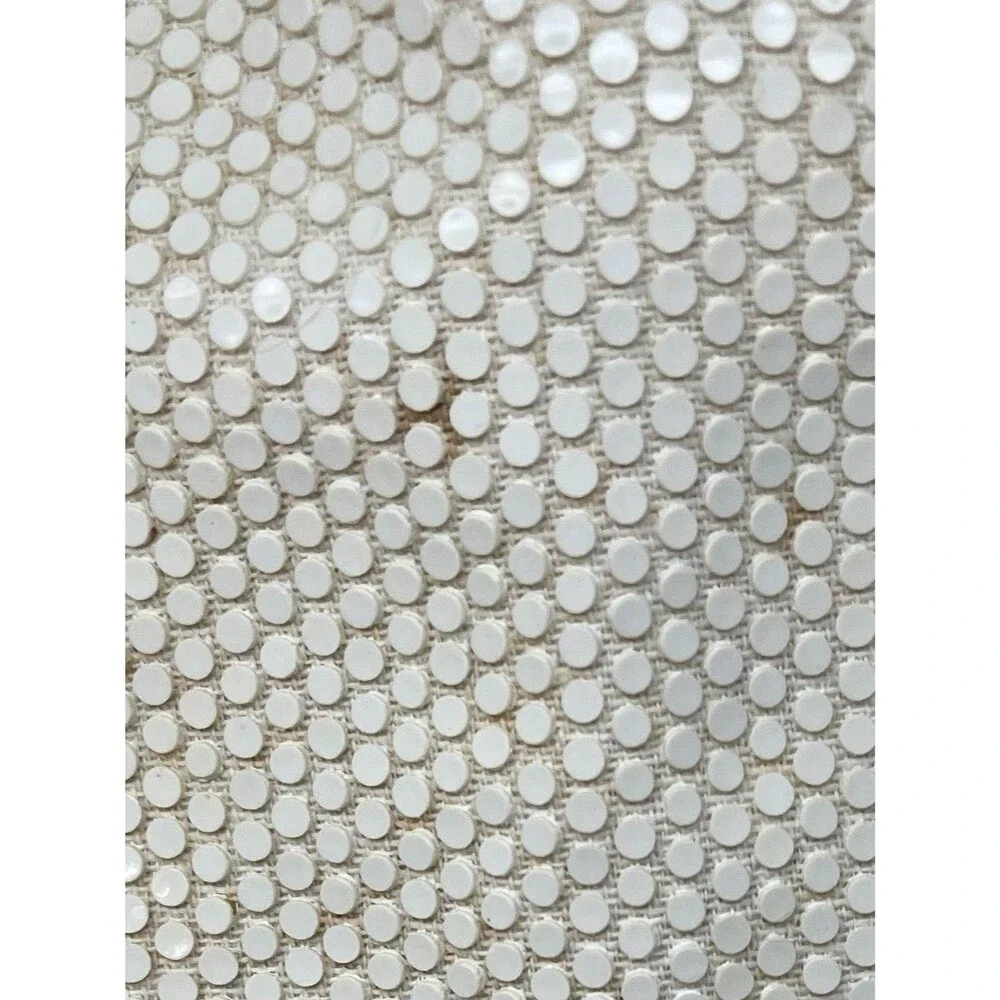 Vintage White Metal Mesh Clutch Purse Mid Century Gate Mouth Evening Bag Bridal